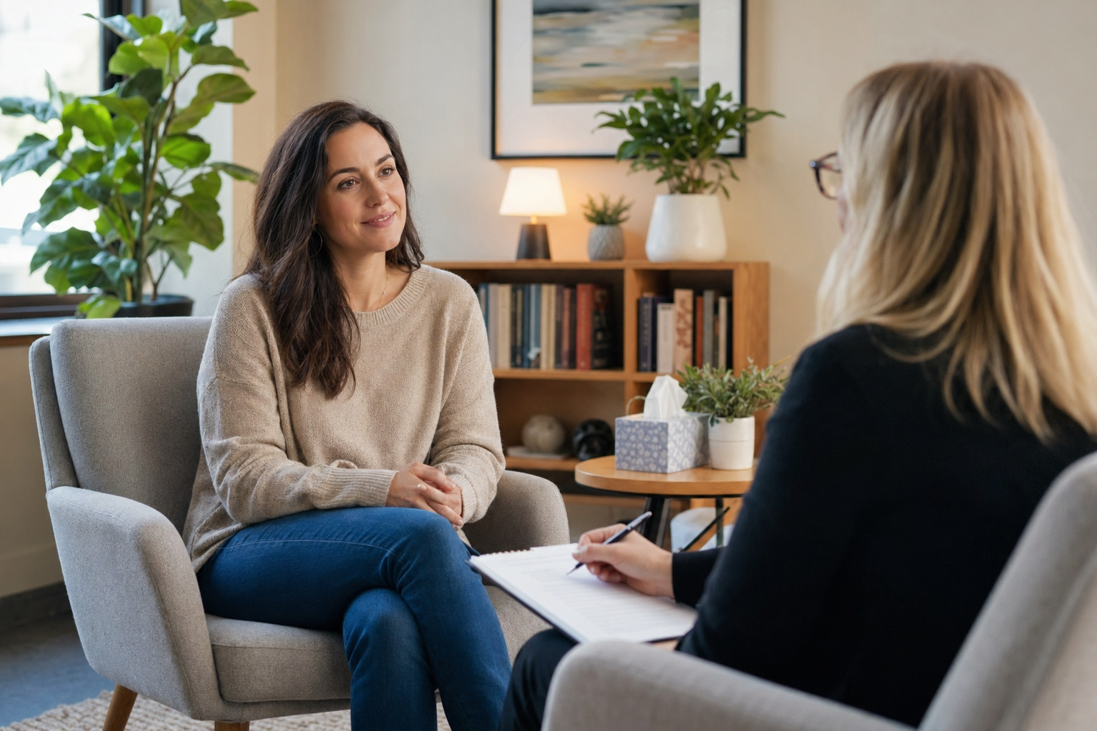 Therapist and client in session